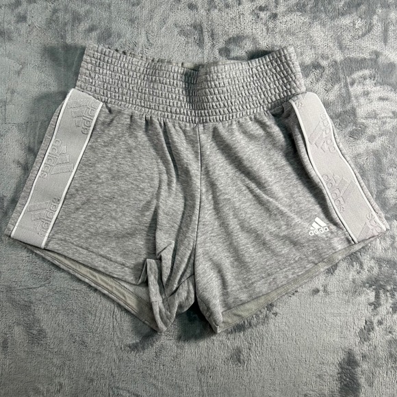 adidas Pants - Adidas Women Shorts‎ Gray Smocked Waist Athletic Logo Tape XS